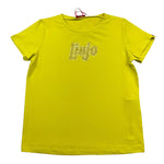 Liu Jo T-Shirt Girocollo Tinta Unita con Brillantini per Bambina GA5019 GIALLO FLUO LIU JO 