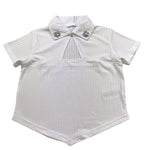 Met T-Shirt Asimmetrica Tinta Unita con Applicazioni per Bambina ME205 BIANCO MET 