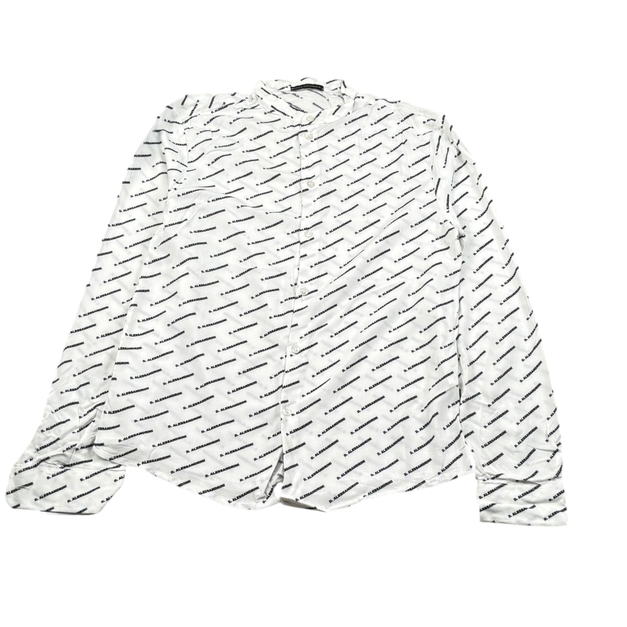 Daniele Alessandrini Camicia Manica Lunga Collo Coreano tinta unita con Stampe Logo Bianco per Bambino 1235C00155X BIANCO DANIELE ALESSANDRINI 