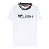 Missoni T-Shirt Girocollo Tinta Unita Con Stampa Bianco Per Bambino