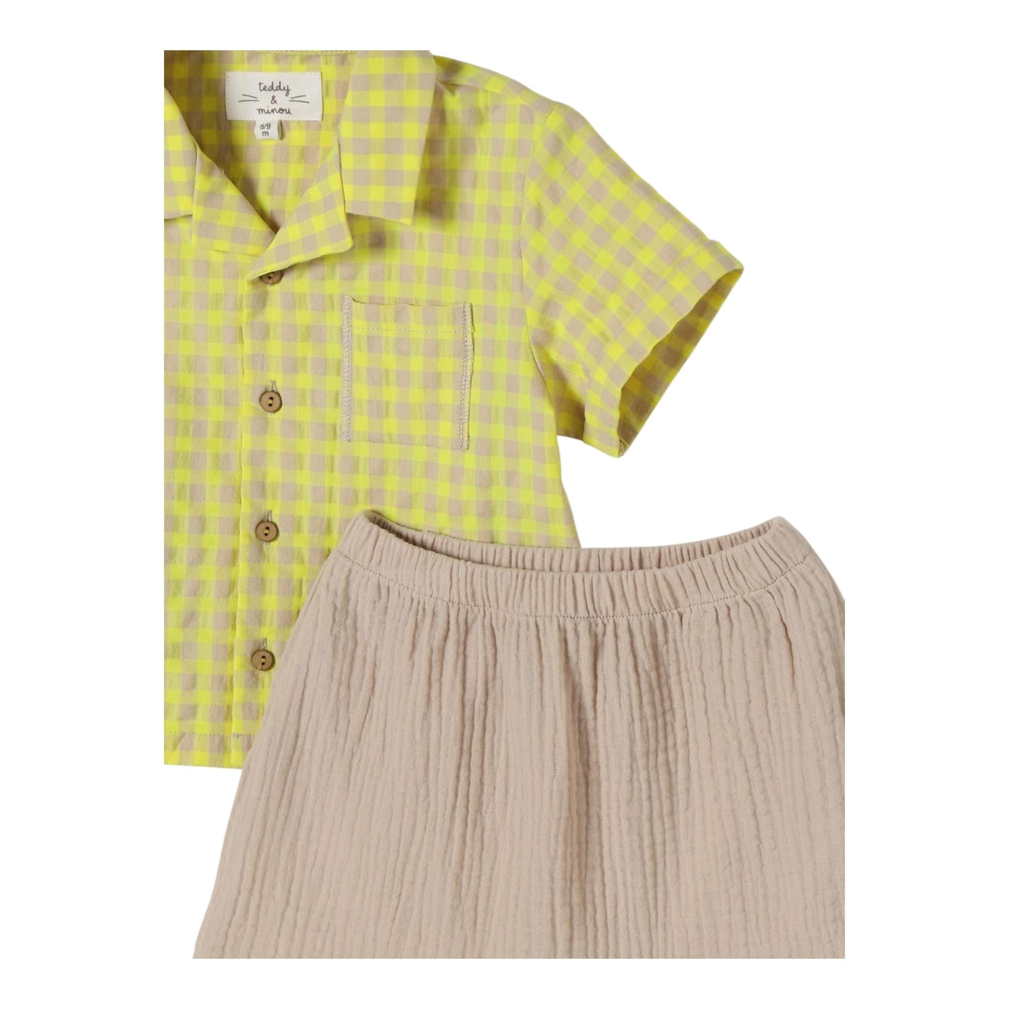 Teddy E Minou Completo 2 Pezzi Camicia-Bermuada per Neonato E25CP065C3159 BEIGE TEDDY E MINOU 