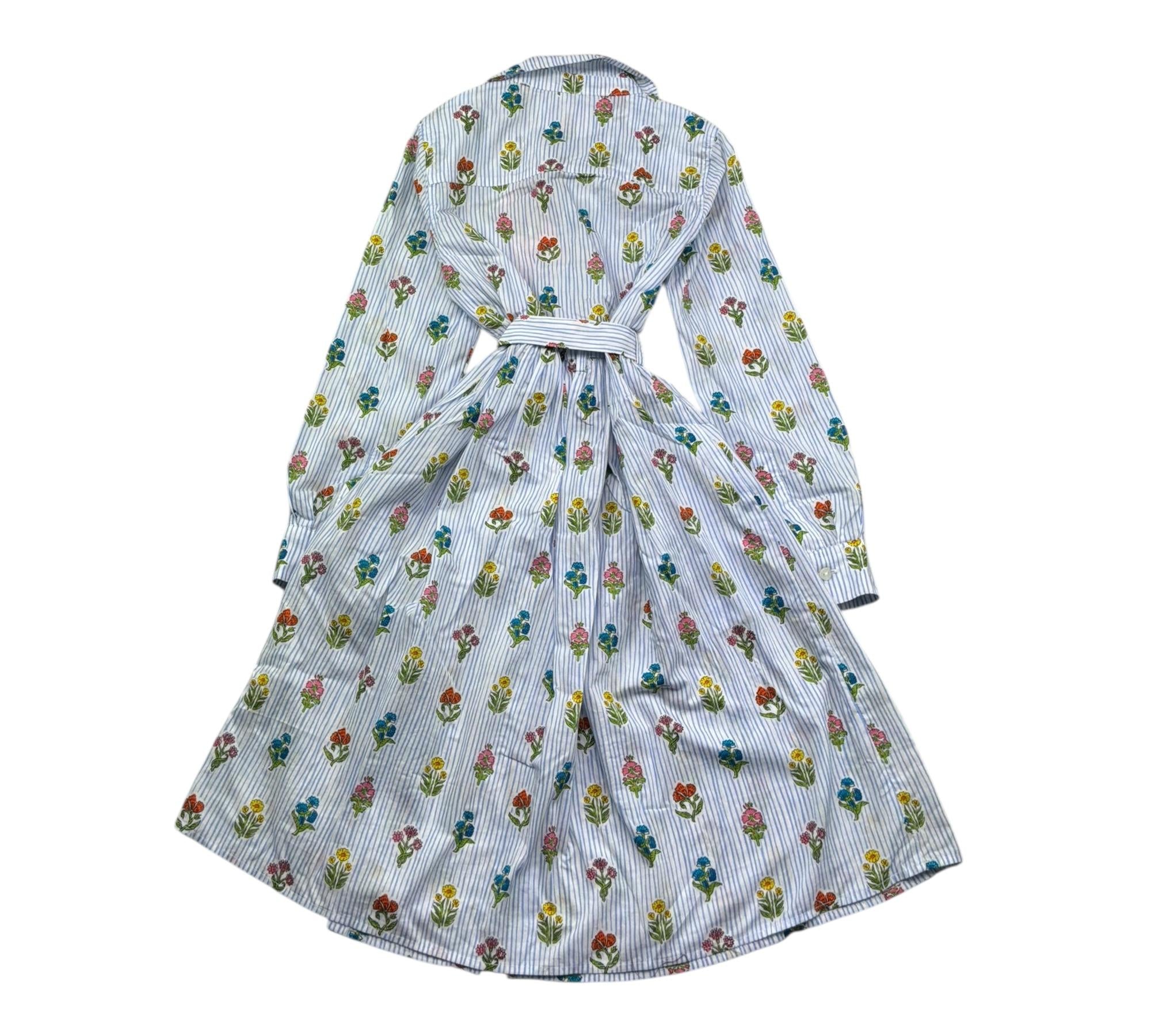 Saint Barth Abito Manica Lunga Fantasia A Righe per Bambina PHILIPA BIANCO SAINT BARTH 