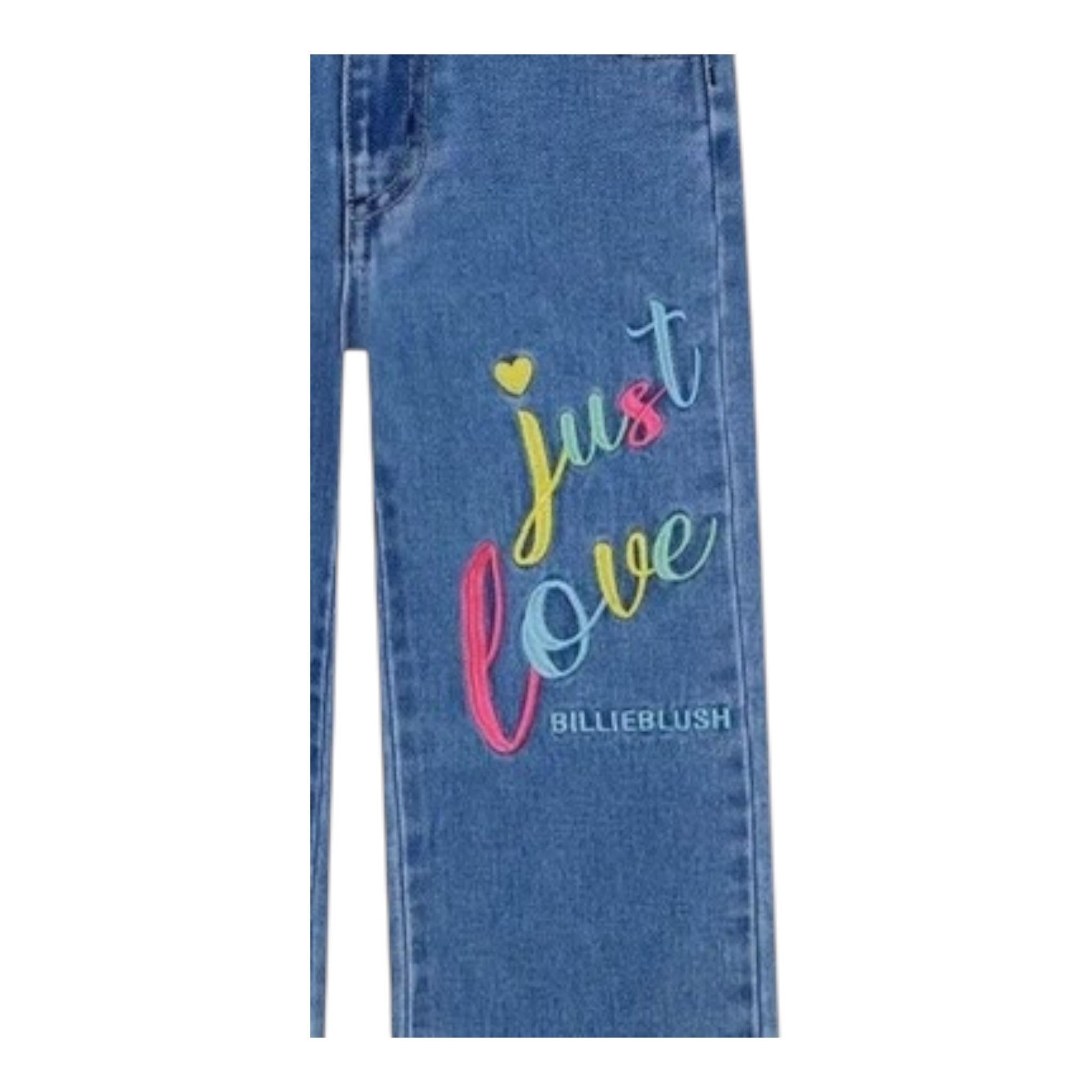 BillIEBLUSH jeans tinta unita con stampa e girovita regolabile Blu per Bambina U20451X BLU BillIEBLUSH 