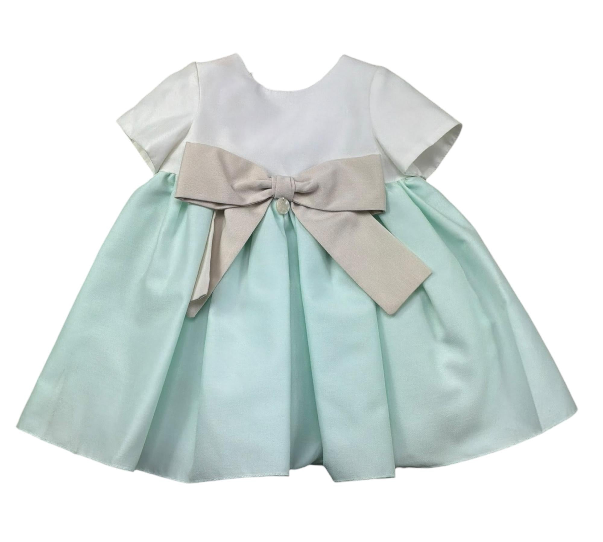 Le Bebe Abito Mezza Manica Bicolore per Neonata LBG6431 BIANCO/VERDE ACQUA LE BEBE 