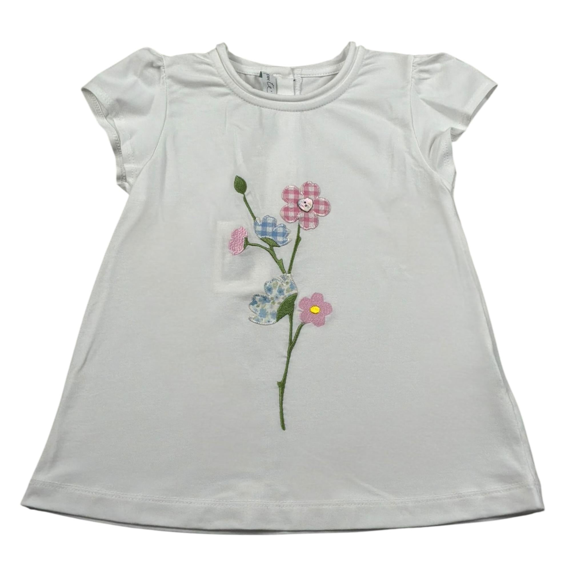 Per Te T-Shirt Girocollo Tinta Unita con Ricami per Neonata 34411 BIANCO PER TE 