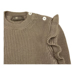 LITTLE BEAR maglia girocollo tinta unita con rouches Fango per Bambina 5141 FANGO LITTLE BEAR 