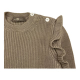 LITTLE BEAR maglia girocollo tinta unita con rouches Fango per Bambina 5141 FANGO LITTLE BEAR 