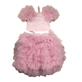 Miss Grant Completo Top-Gonna Con Tulle Tinta Unita Rosa Per Neonata