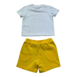 Moschino Completo 2 Pezzi T-Shirt-Bermuda Bicolore per Neonato MXG00M BIANCO/GIALLO MOSCHINO 