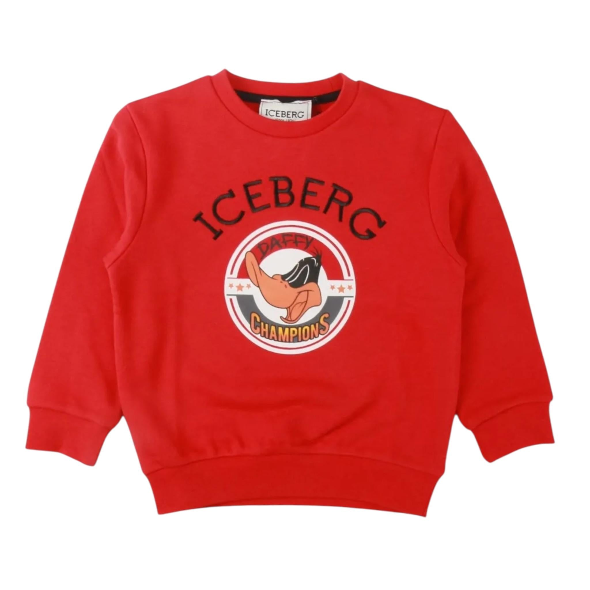 ICEBERG felpa chiusa girocollo tinta unita con stampa Rosso per Neonato MFICE5315BX ROSSO ICEBERG 