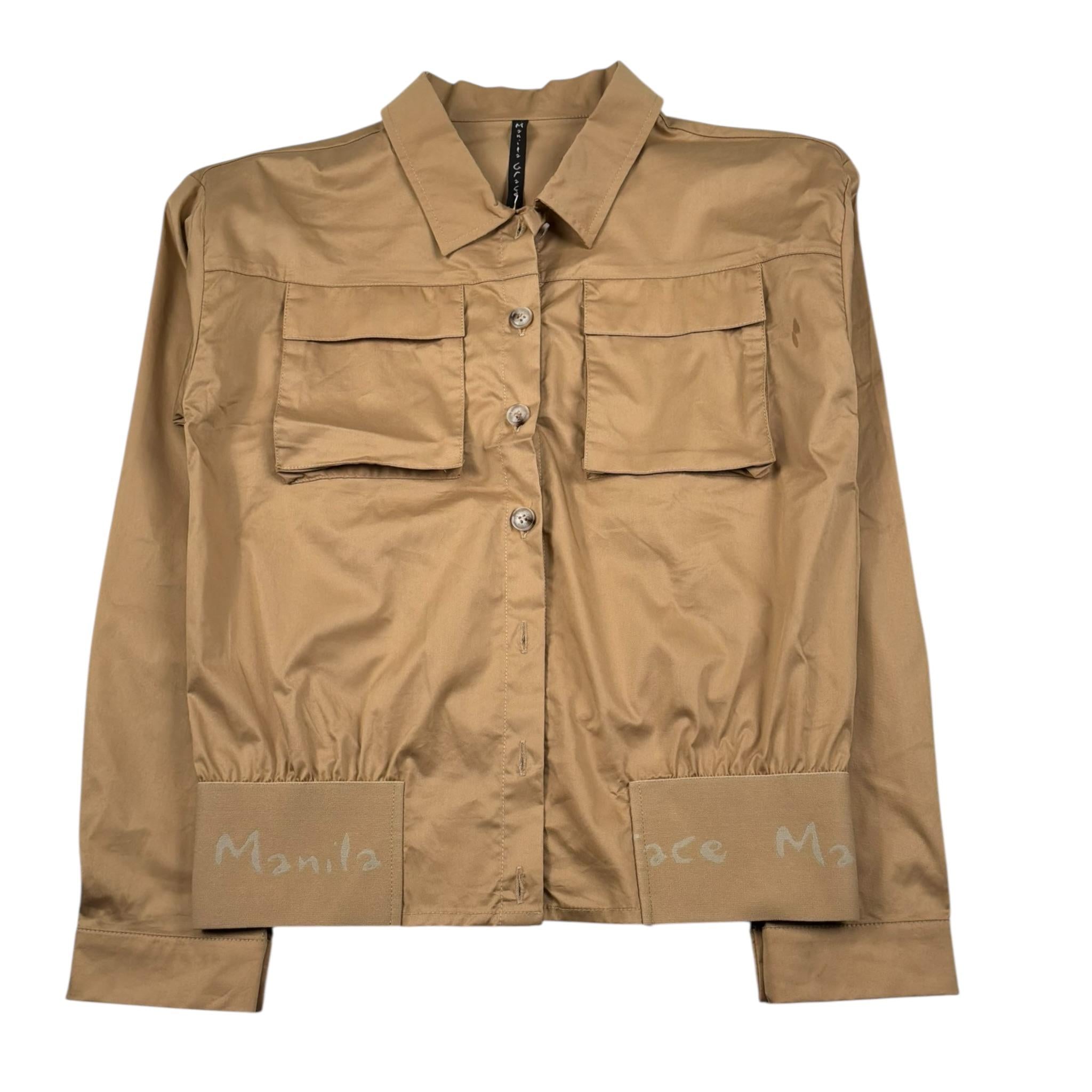 Manila Grace Giacca Tinta Unita con Elastico Logato per Bambina MG2682 CAMMELLO MANILA GRACE 