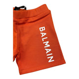 Balmain Bermuda Tinta Unita Con Stampa Arancione Per Neonato