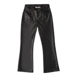 SARABANDA pantalone modello a zampa tinta unita in ecopelle Nero per Bambina A761 NERO SARABANDA 