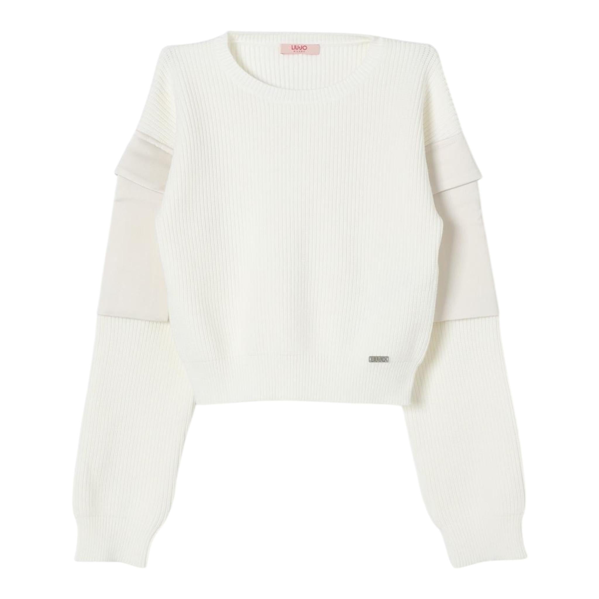 LIU JO maglia girocollo tinta unita con tasche alle maniche Bianco per Bambina GF4215X BIANCO LIU JO 