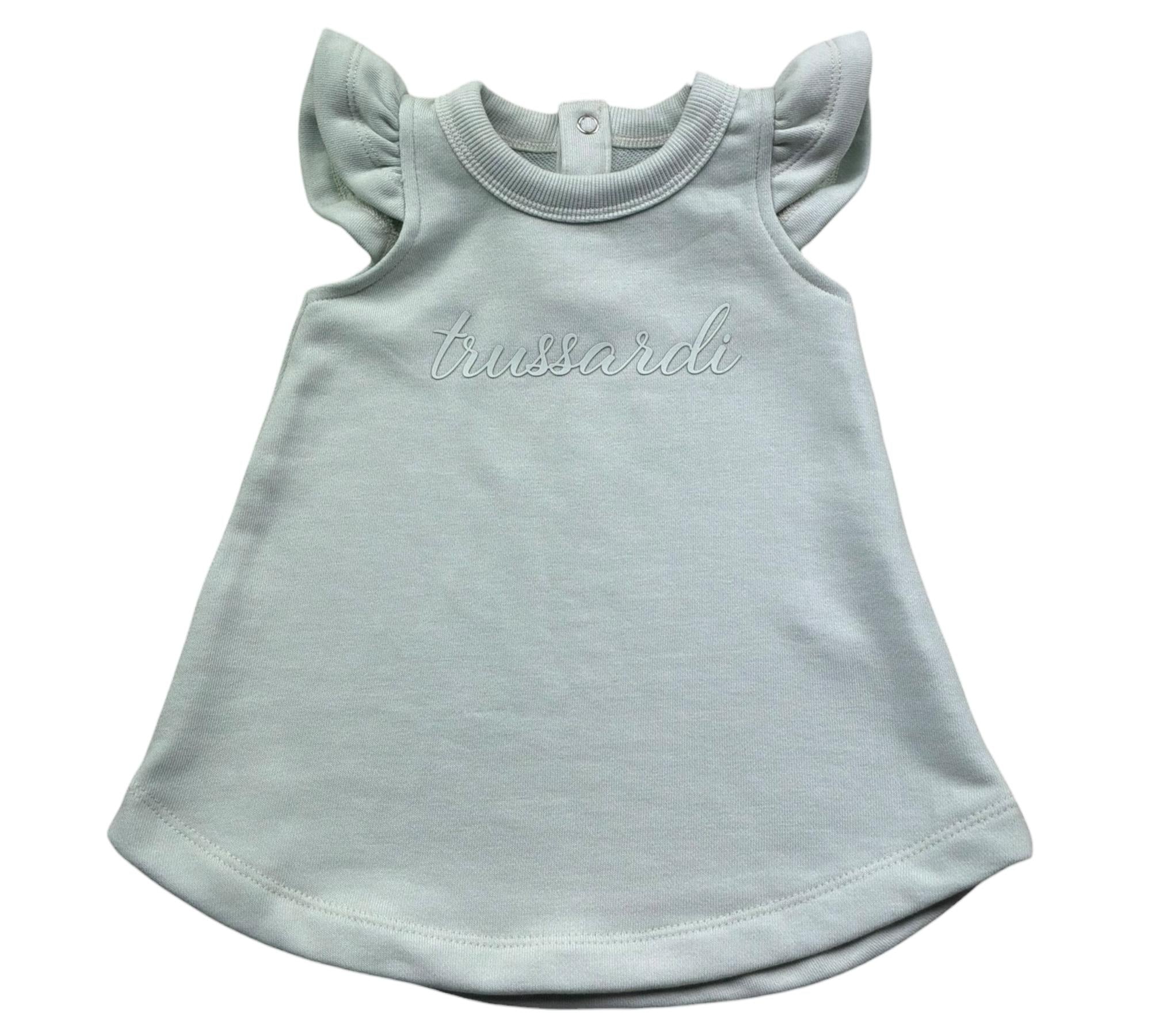 Trussardi Abito Giromanica Tinta Unita con Logo per Neonata TIP26021VE VERDE ACQUA TRUSSARDI 