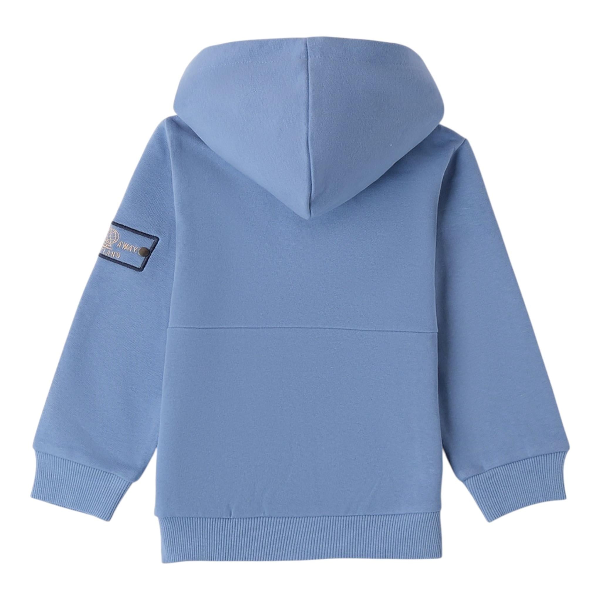 SARABANDA felpa tinta unita con cappuccio e zip Azzurro per Bambino 0A145 AZZURRO SARABANDA 