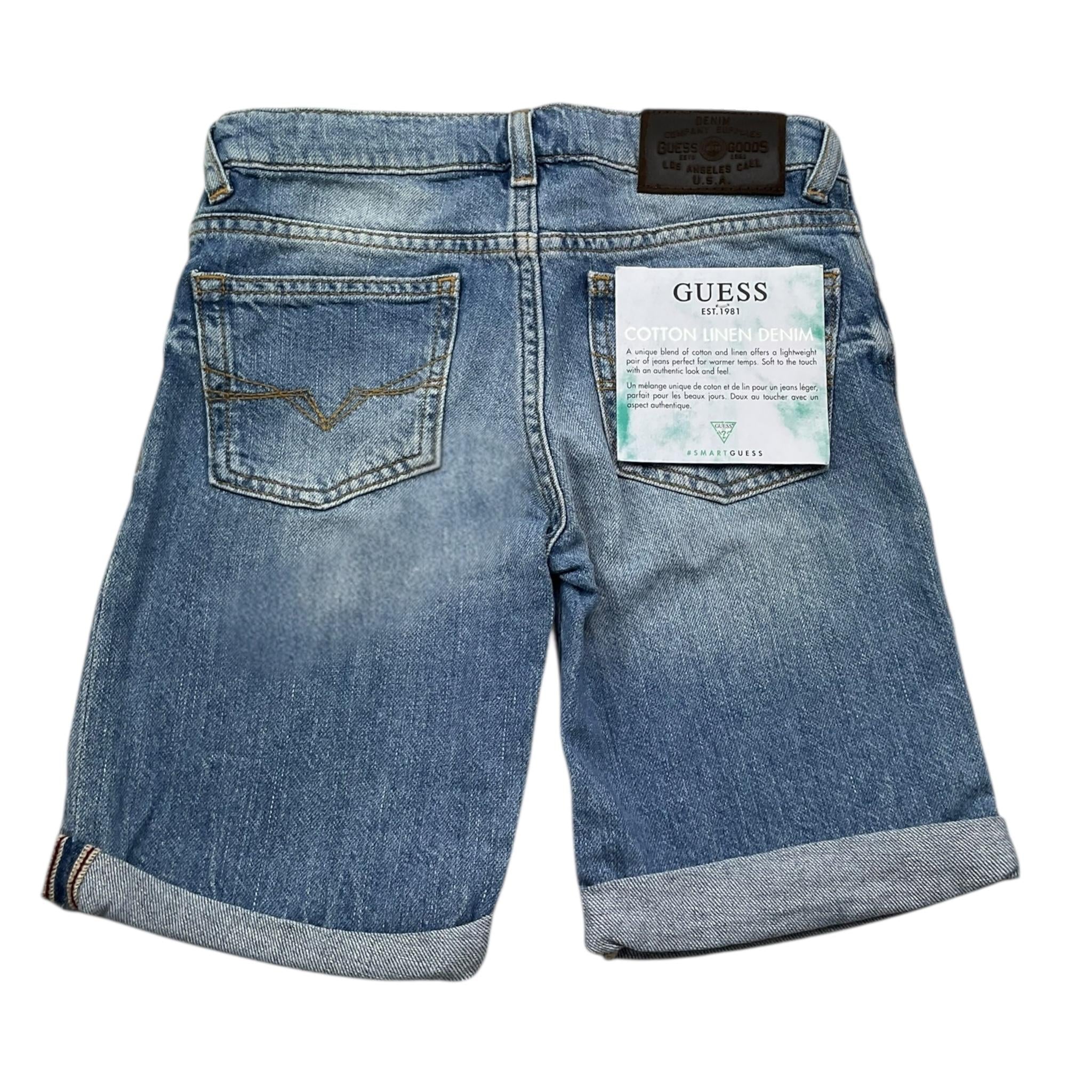 Guess Bermuda In Denim Tinta Unita con Girovita Regolabile per Bambino N2GD01D4MI2 AZZURRO GUESS 