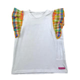 Nanan Canotta Giromanica con Spalline Multicolor Bianco per Bambina