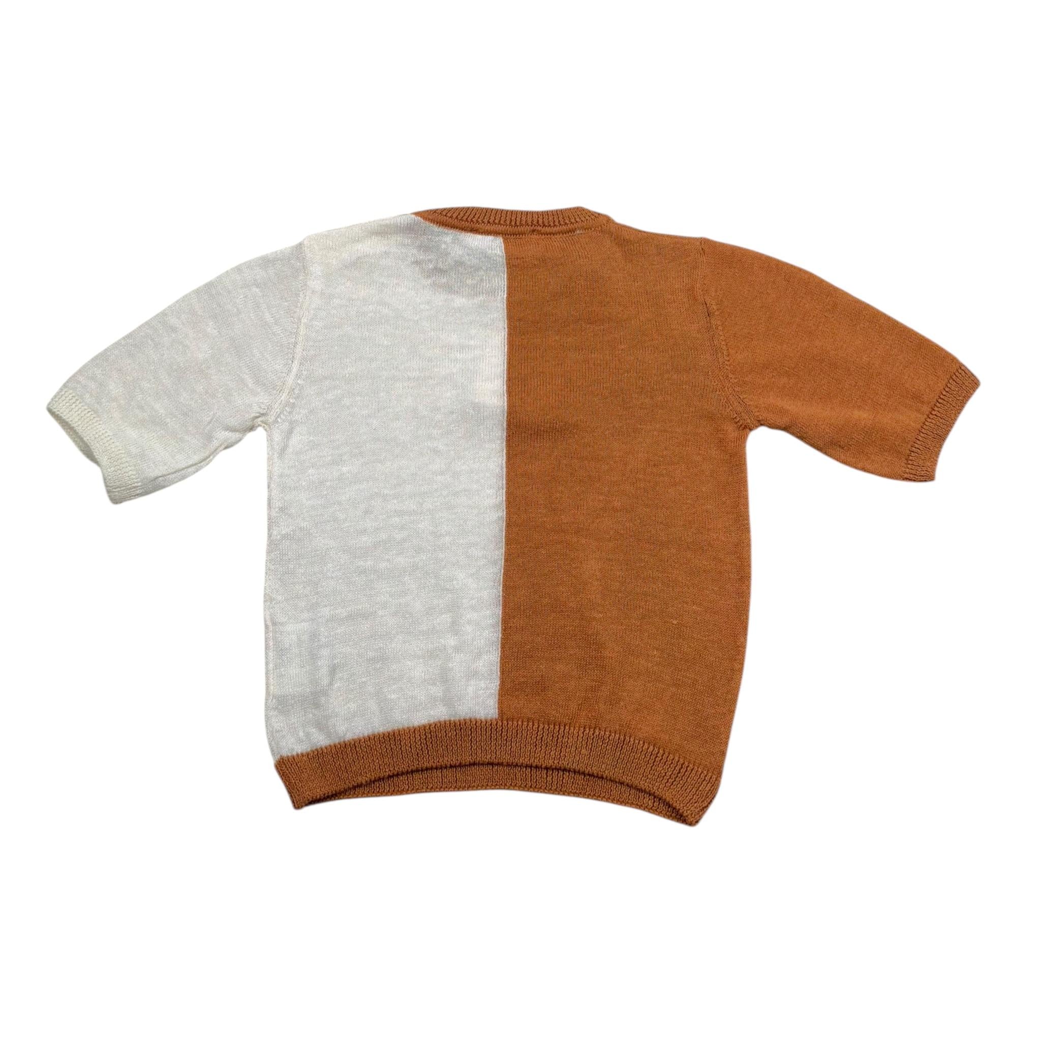 Maglifici di Verona T-Shirt In Filo Bicolore per Neonato 045358 BIANCO/MARRONE MAGLIFICI DI VERONA 