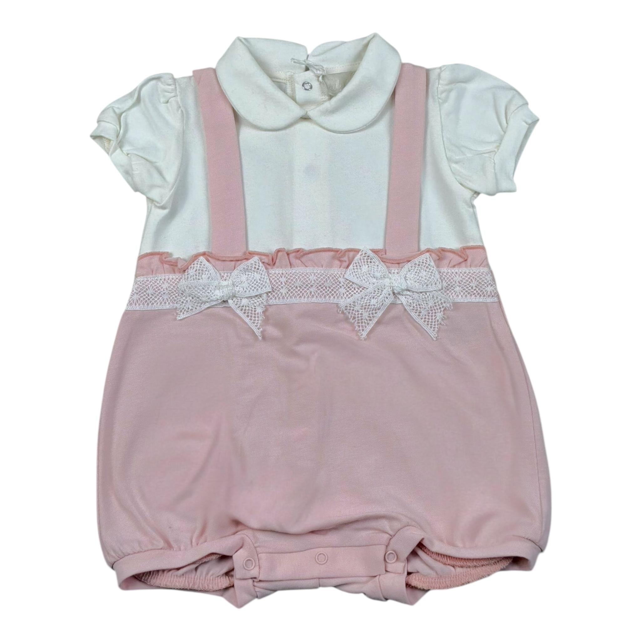 Lalalu' Pagliaccetto Bicolore Mezza Manica per Neonata PAL6I BIANCO/ROSA LALALU' 