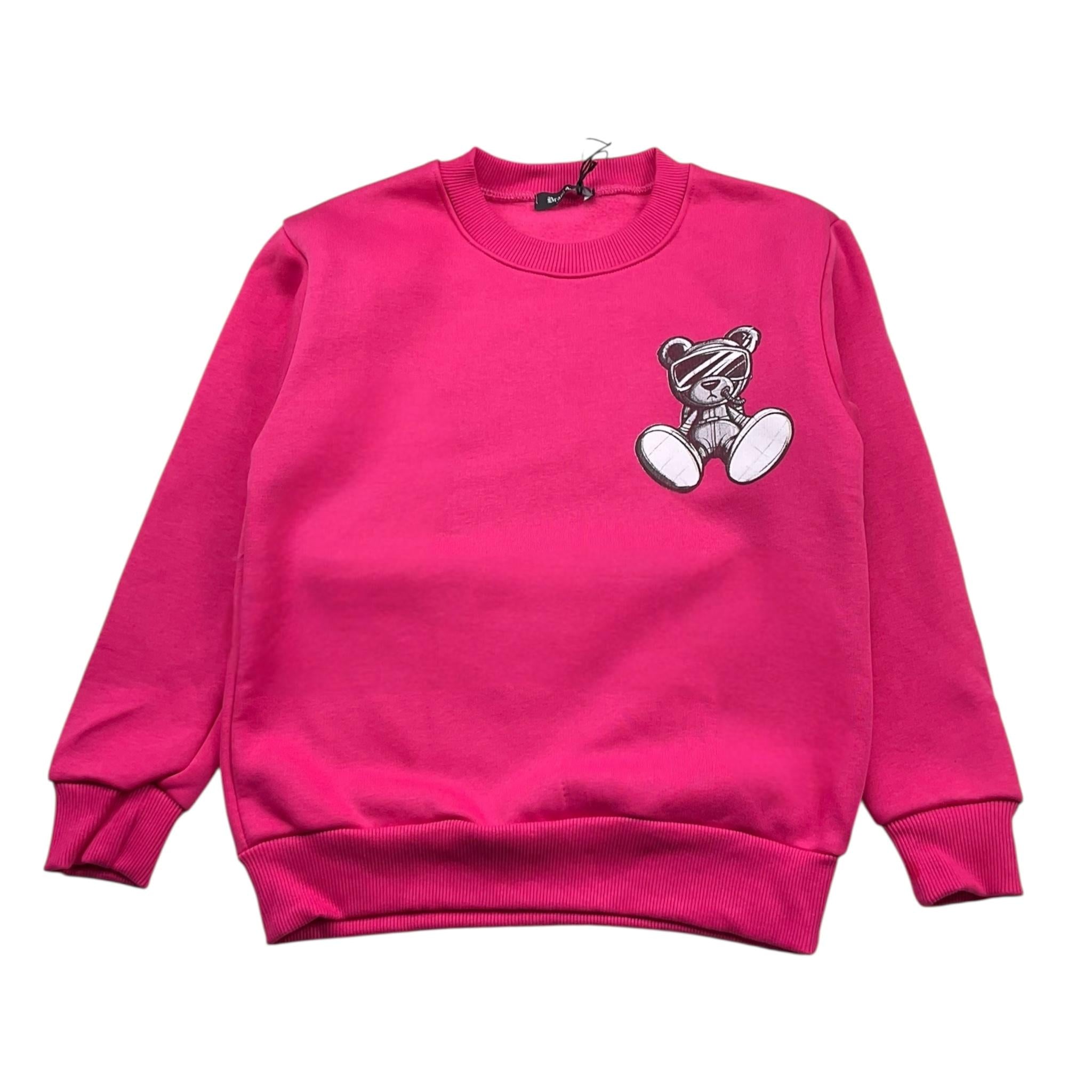 BRAND NAME felpa chiusa girocollo tinta unita con stampa Fuxia per Bambina BN351S FUXIA BRAND NAME 