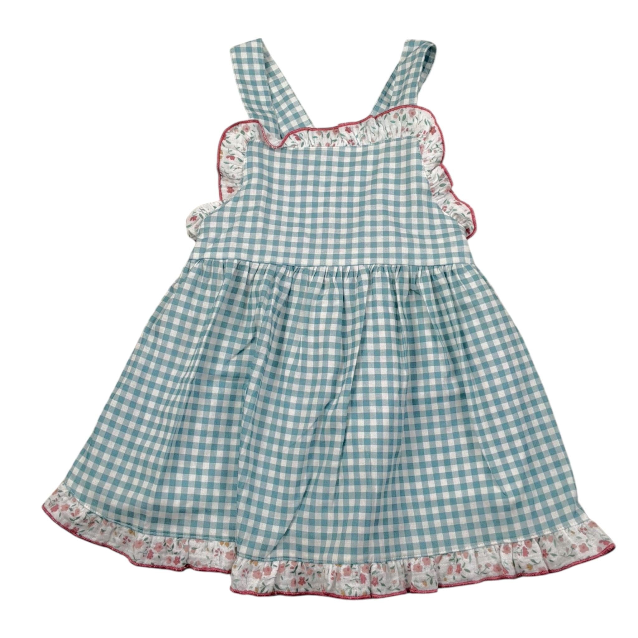 Babidu Abito Bicolore con Stampa Quadri per Bambina 91406J BIANCO/VERDE BABIDU 