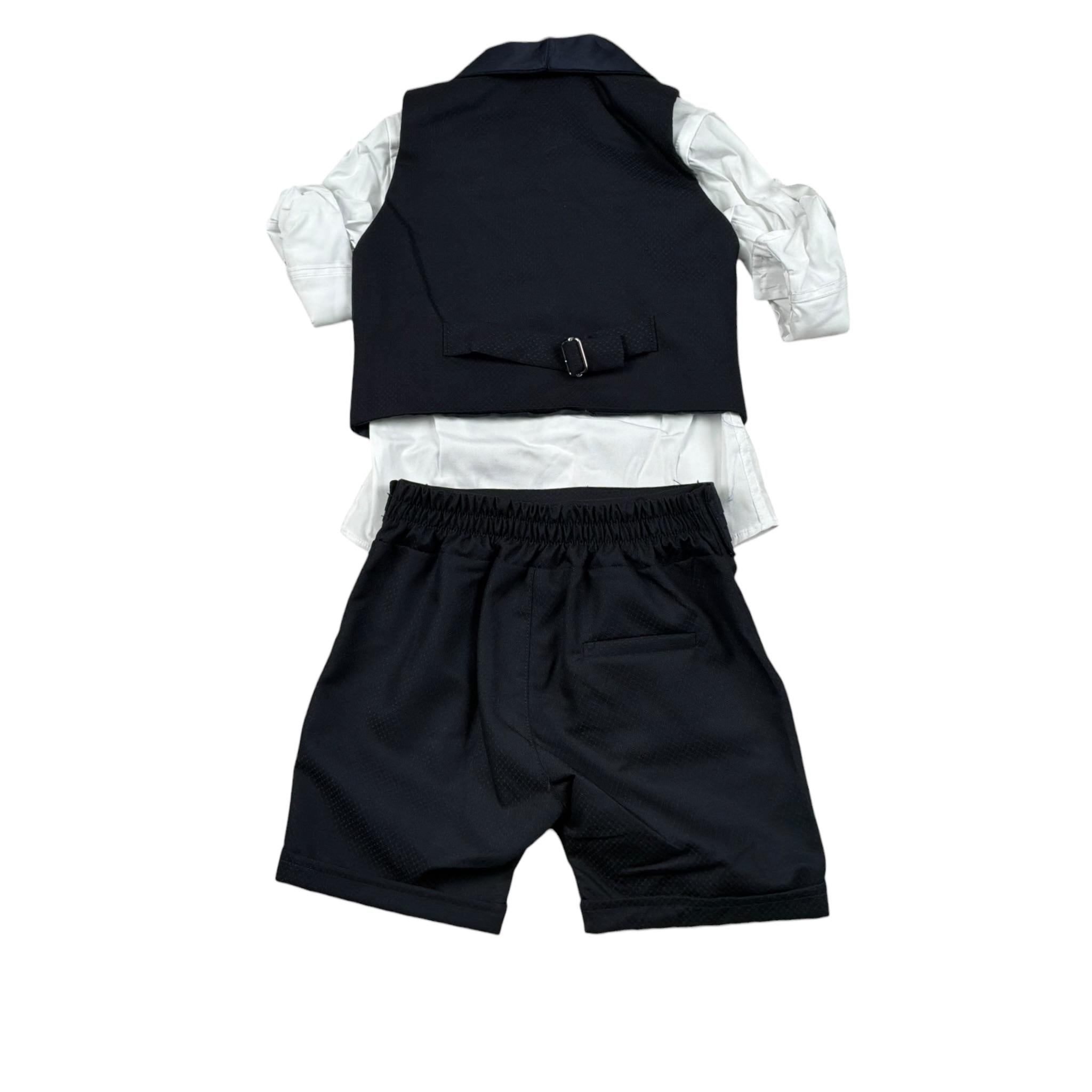Never Too Completo 4 Pezzi Camicia-Bermuda-Gilet-Papillion per Bambino GM2242NJ BLU NEVER TOO 