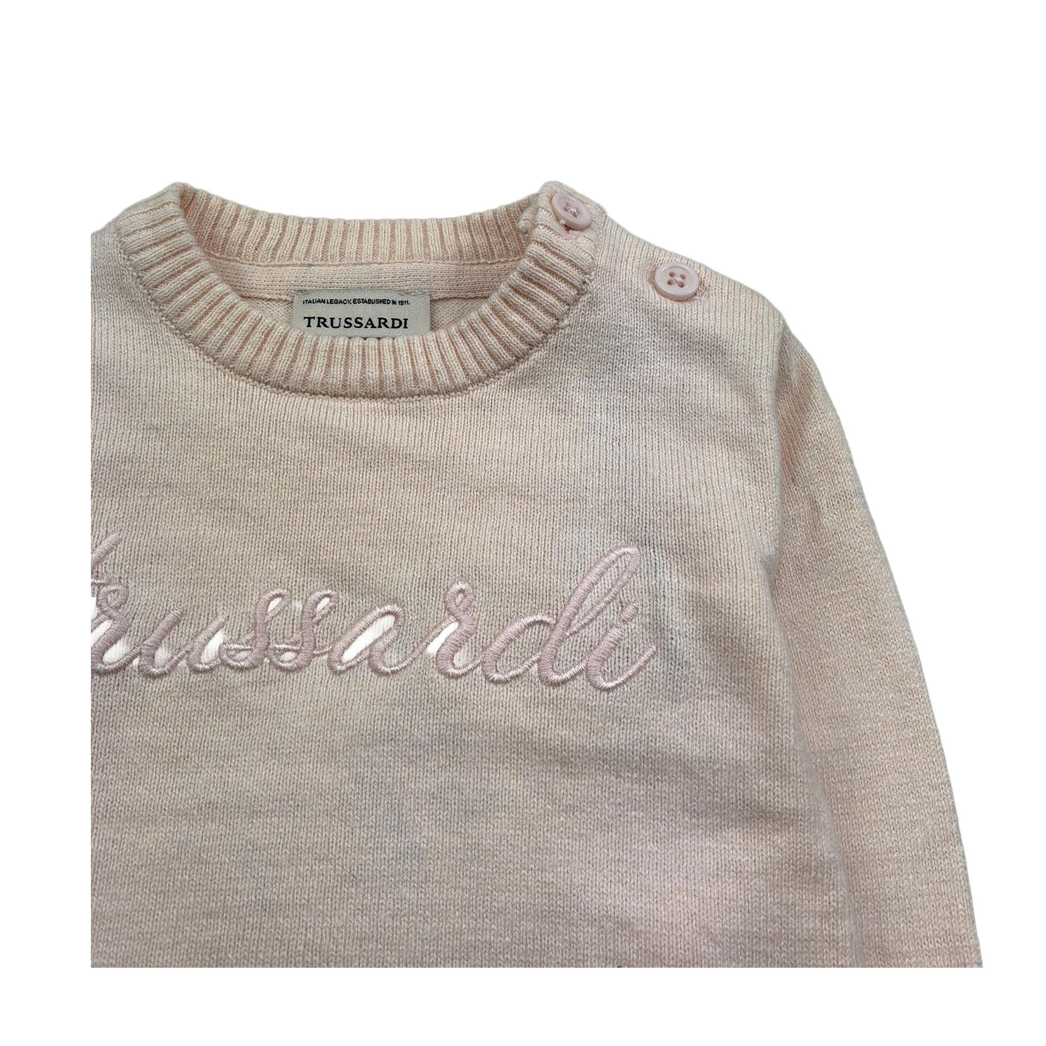 Trussardi Maglia Girocollo Tinta Unita con Logo per Neonata TIP26019MA ROSA TRUSSARDI 