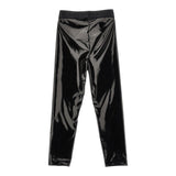 Chiara Ferragni Leggins Tinta Unita Con Elastico Logato In Vinile Nero Per Bambina