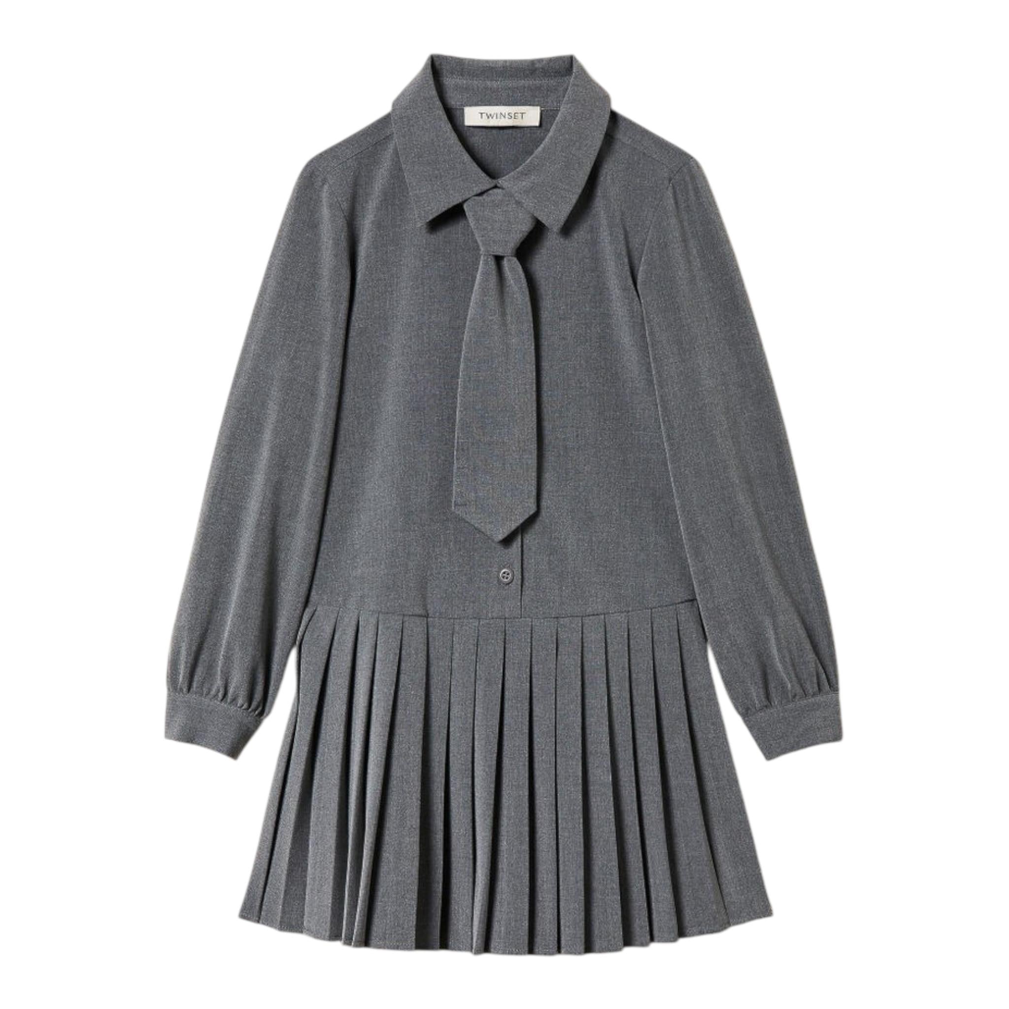 TWINSET abito tinta unita con cravatta Grigio per Bambina 242GJ2131 GRIGIO TWINSET 