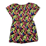 4Giveness Schwarzes Kleid mit halblangen Ärmeln und Fantasy-Print für Mädchen