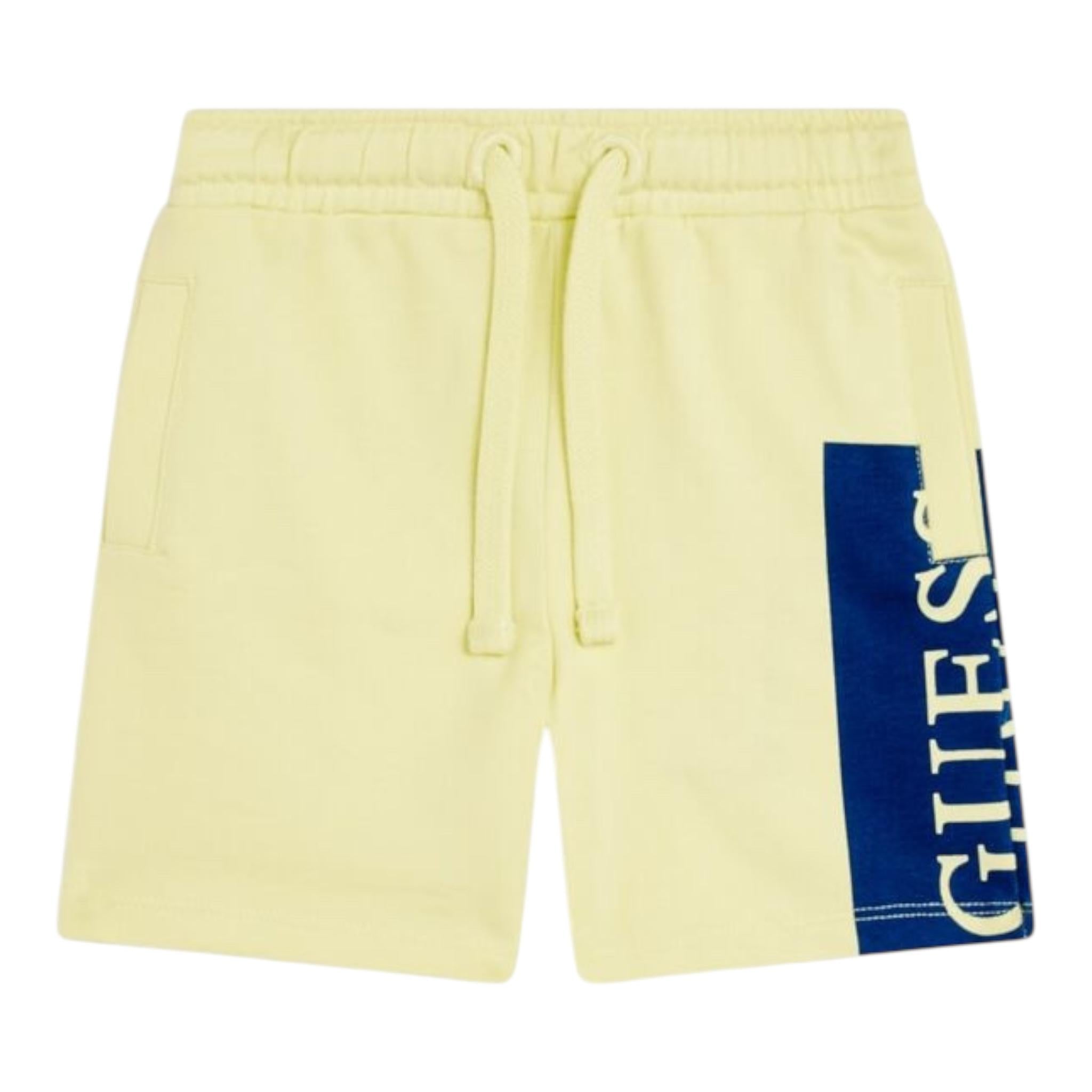 Guess Bermuda Tuta Tinta Unita con Logo per Bambino N3GD03KA6R0 GIALLO GUESS 