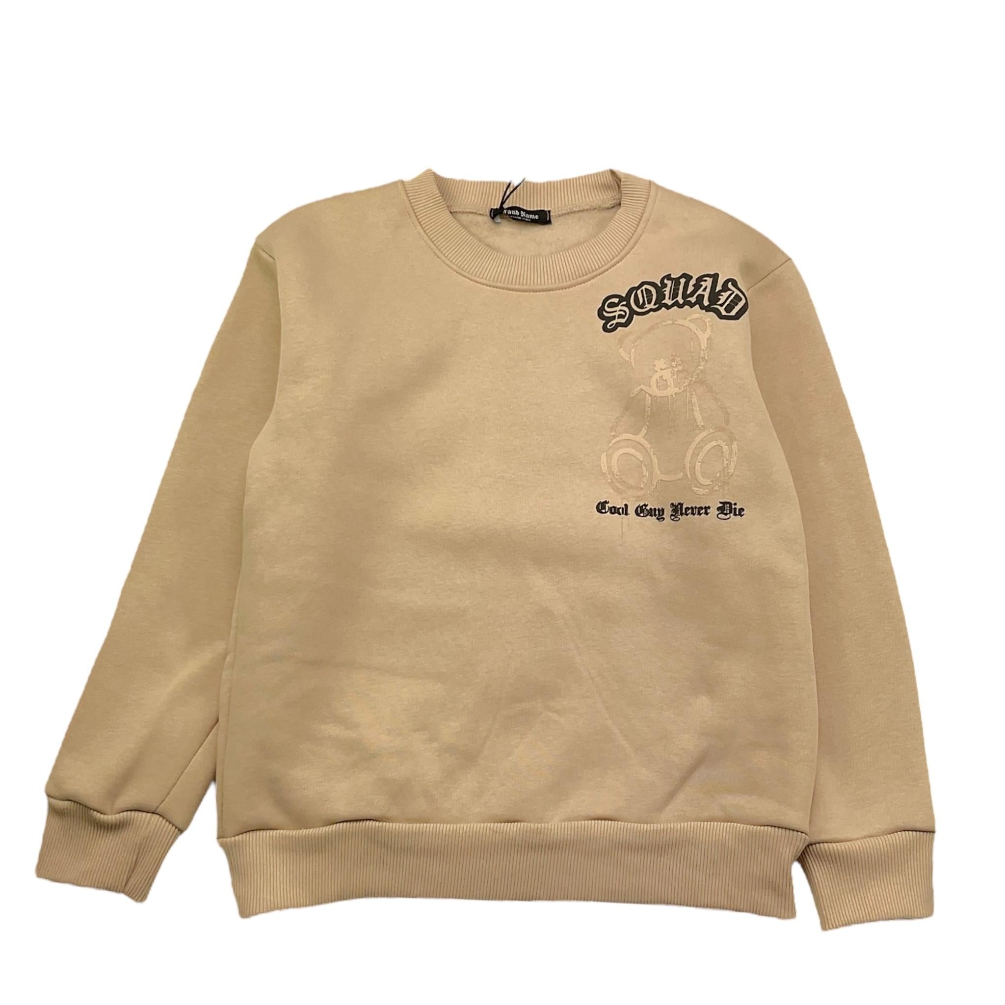 BRAND NAME felpa tinta unita girocollo con stampa Beige per Bambino BRAND3 BEIGE BRAND NAME 