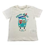 Losan T-Shirt Girocollo Tinta Unita con Stampe In Contrasto Bianco per Neonato