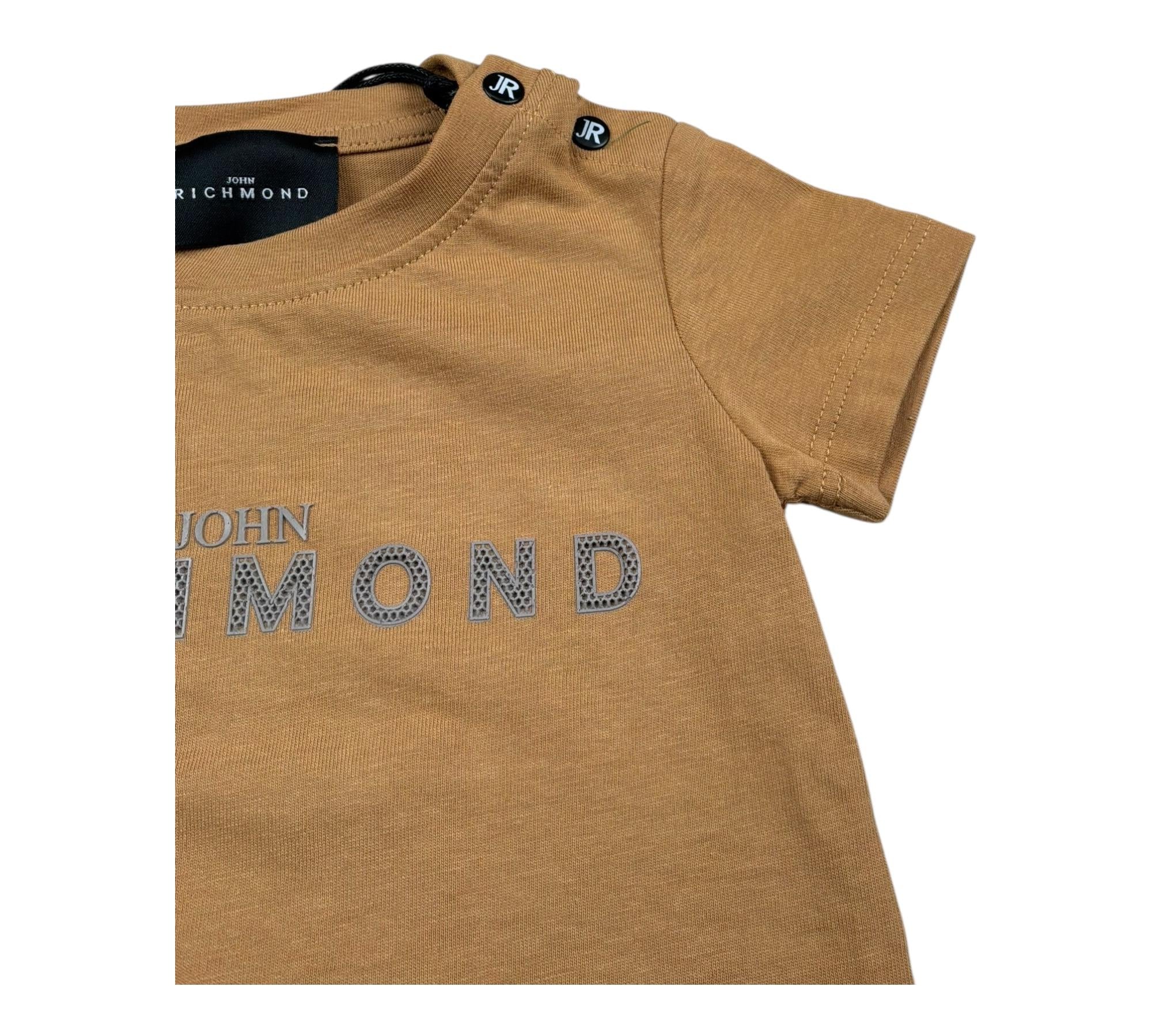 John Richmond T-Shirt Girocollo Tinta Unita con Stampa per Neonato RIP26002TS MARRONE JOHN RICHMOND 