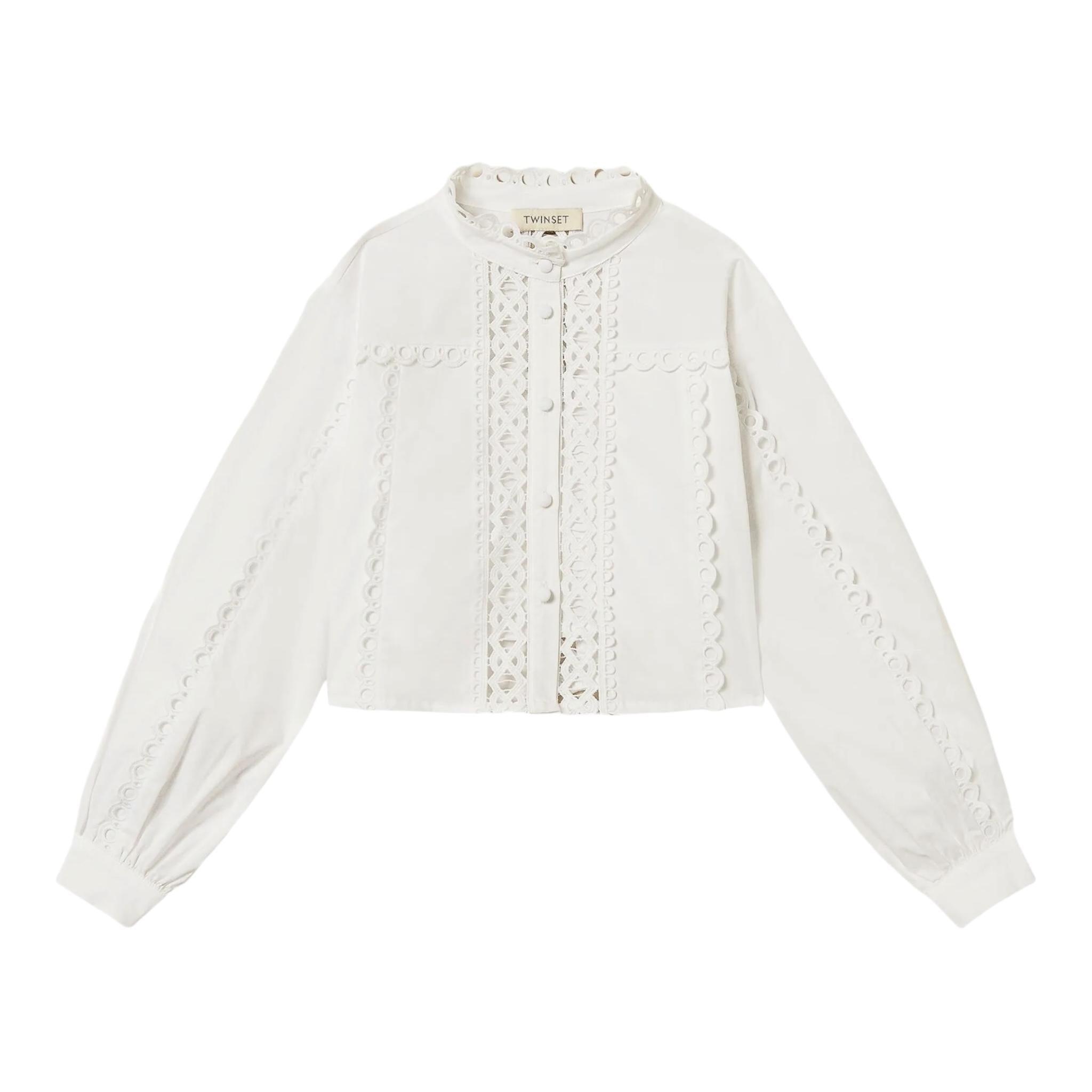 Twinset Camicia Tinta Unita Traforata per Bambina 251GJ2411 BIANCO TWINSET 