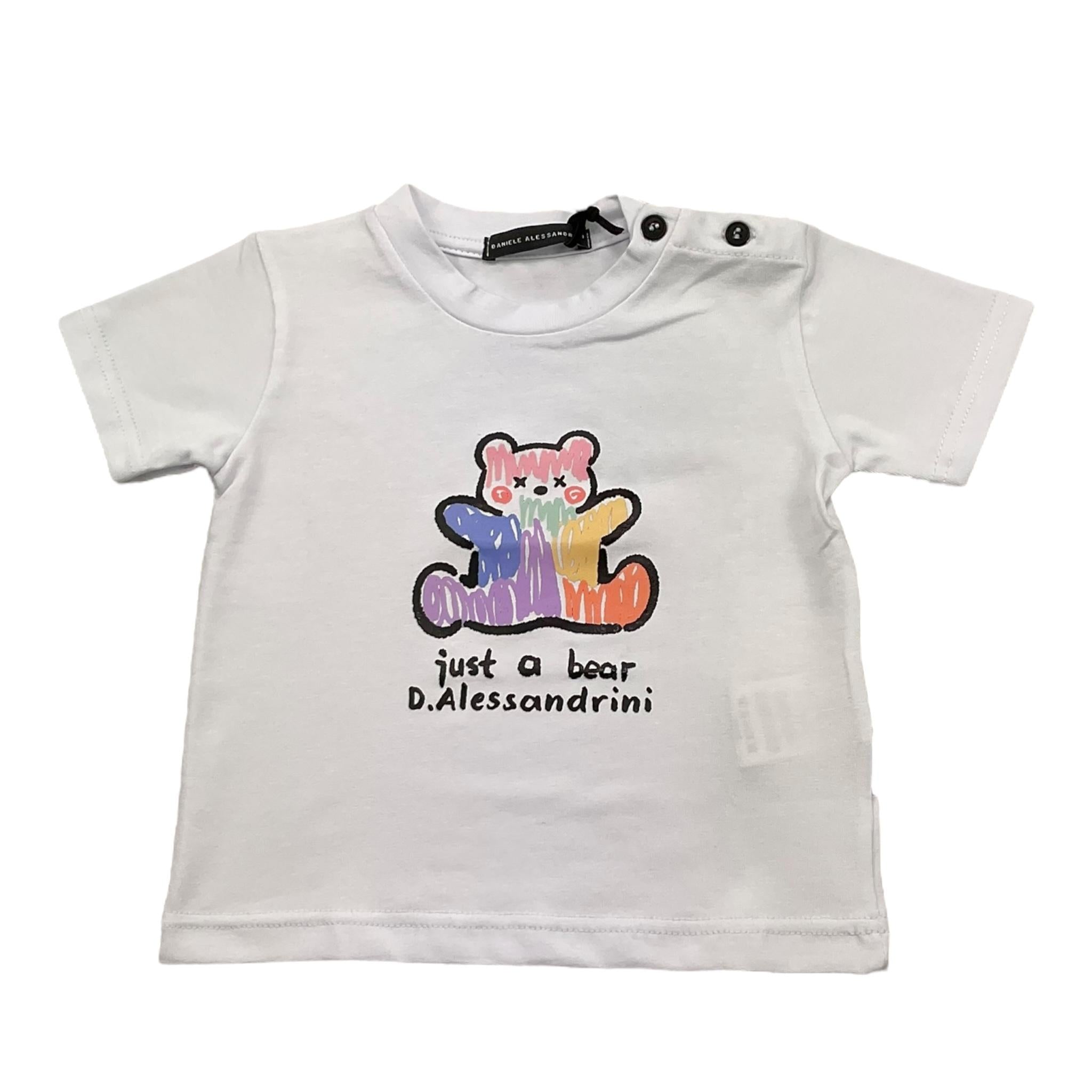 Daniele Alessandrini T-Shirt Girocollo Tinta Unita con Stampa per Bambino 1296M00261 BIANCO DANIELE ALESSANDRINI 