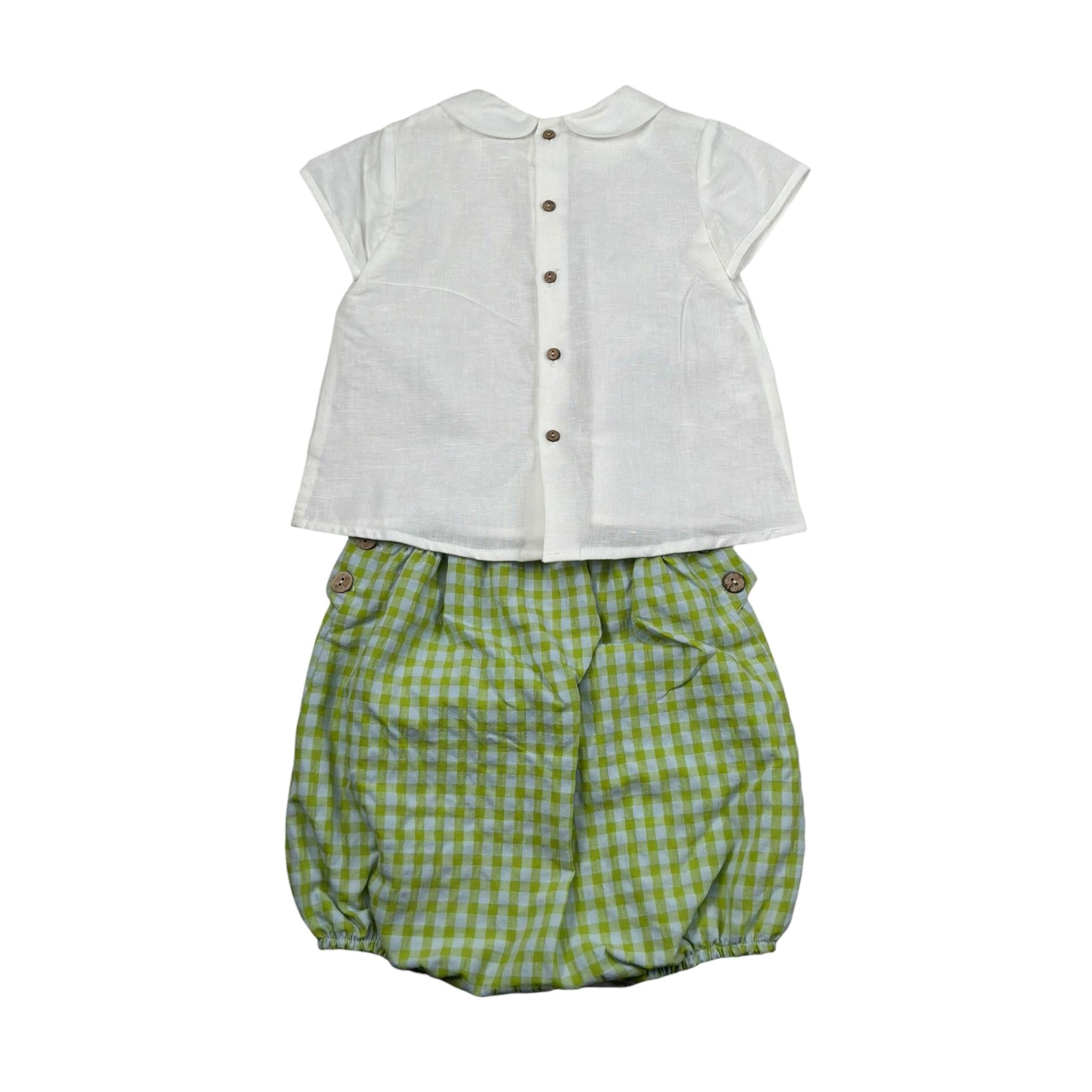 Pangasa Completo 2 Pezzi Camicia-Salopette per Neonato 25858700 BIANCO/VERDE PANGASA 