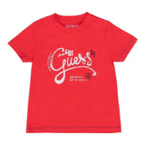 Guess T-Shirt Gircollo Tinta Unita con Stampa per Neonato I2GI02K8HM3 ROSSO GUESS 