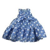 Miss Grant Abito Giromanica tinta unita Fantasia Pois Azzurro per Neonata MG1223 AZZURRO MISS GRANT 