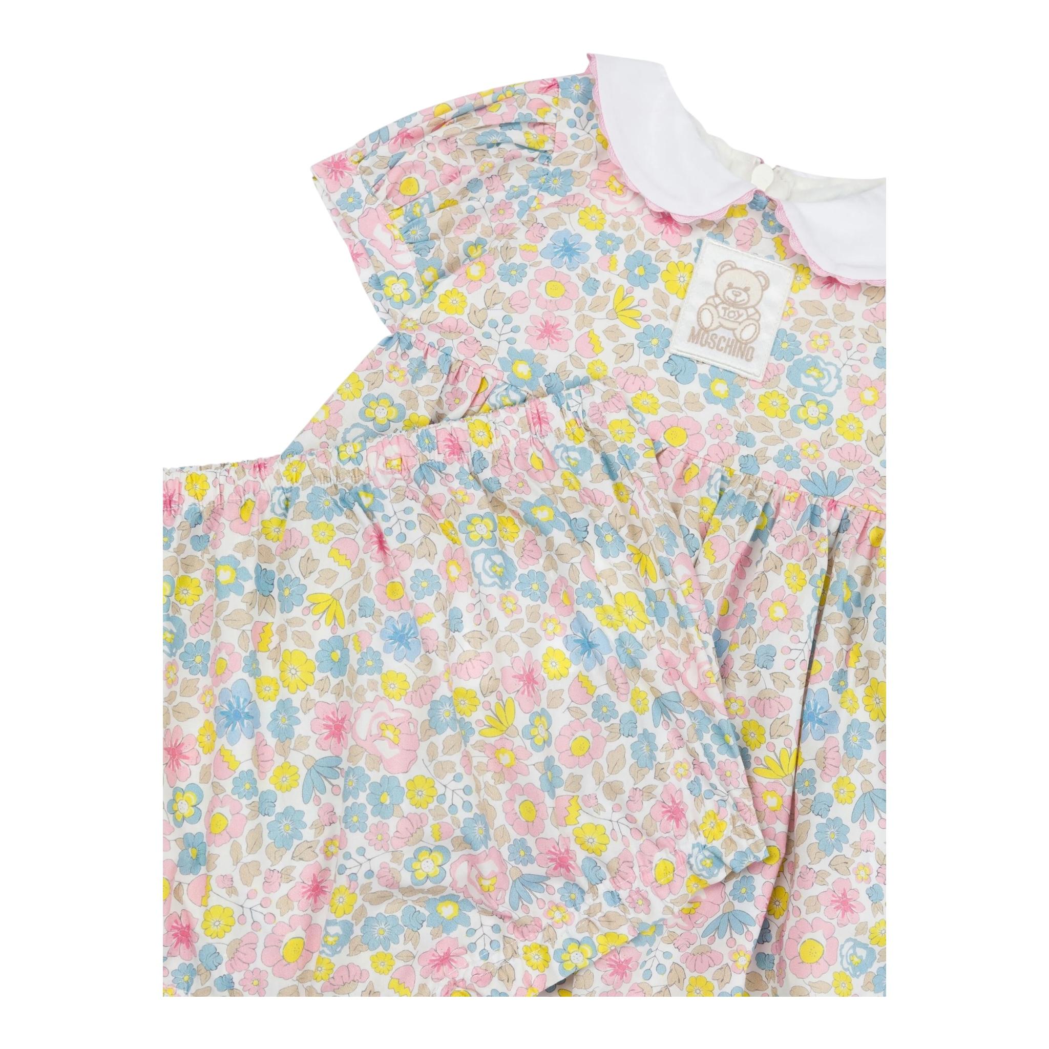 Moschino Abito Mezza Manica con Culotte Fantasia Floreale per Neonata MDV0CC BIANCO MOSCHINO 