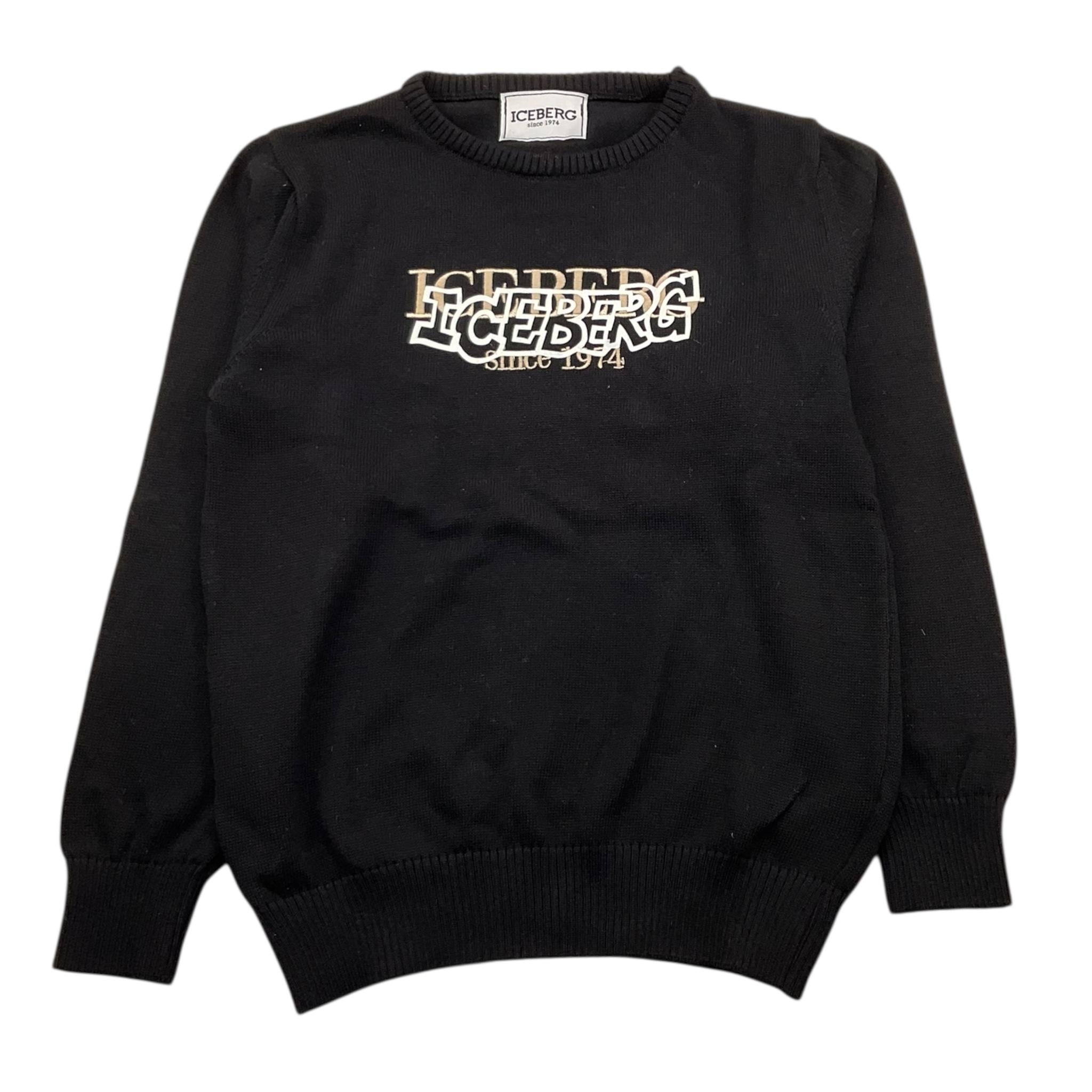 ICEBERG maglia girocollo tinta unita con stampa Nero per Bambino MGICE5300B NERO ICEBERG 