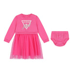 GUESS set abito tinta unita con tulle-coulotte Rosa per Neonata A4YK03KB8R0 ROSA GUESS 