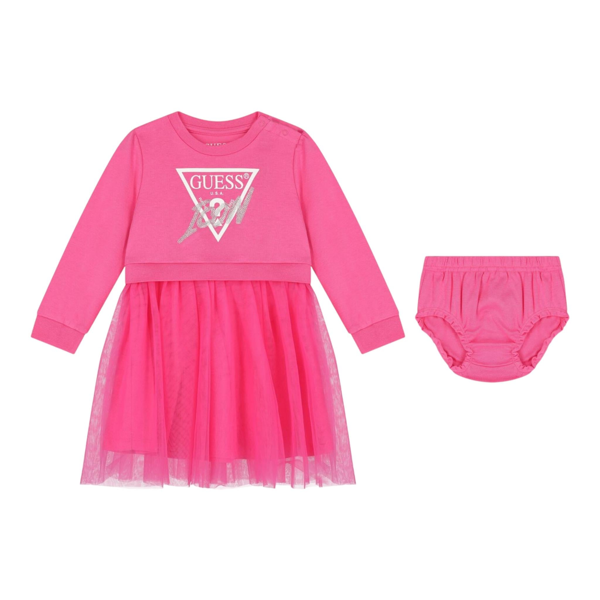 GUESS set abito tinta unita con tulle-coulotte Rosa per Neonata A4YK03KB8R0 ROSA GUESS 