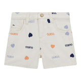 Guess Short Tinta Unita Con Fantasia E Girovita Regolabile Panna Per Neonata