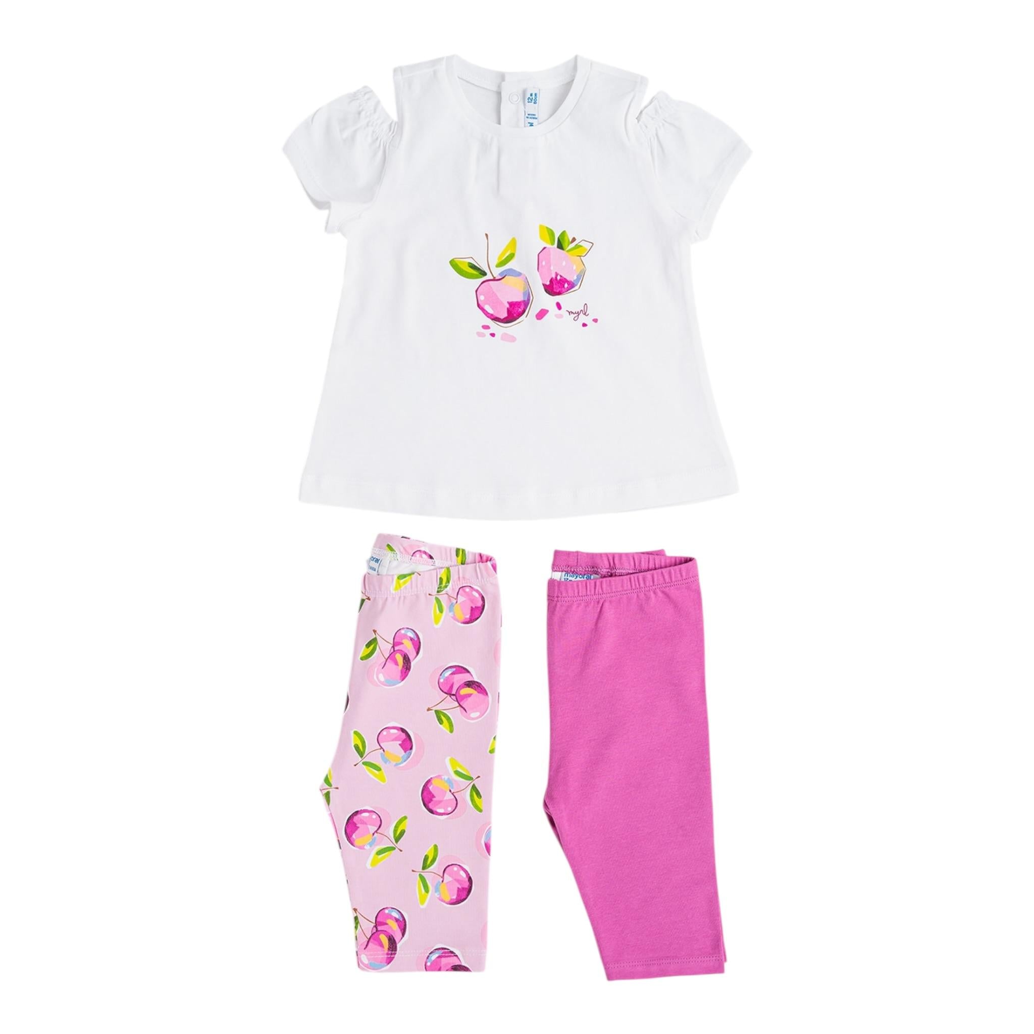 Mayoral Completo 3 Pezzi T-Shirt- 2 Leggins per Neonata 1740X BIANCO MAYORAL 