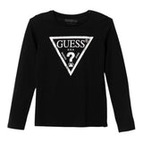 GUESS shirt girocollo tinta unita con stampa Nero per Bambino J84I36K8HM0 NERO GUESS 