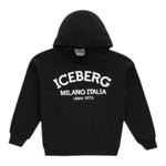 Iceberg Felpa Tinta Unita con Cappuccio E Stampa per Bambino MFICE5122J NERO ICEBERG 