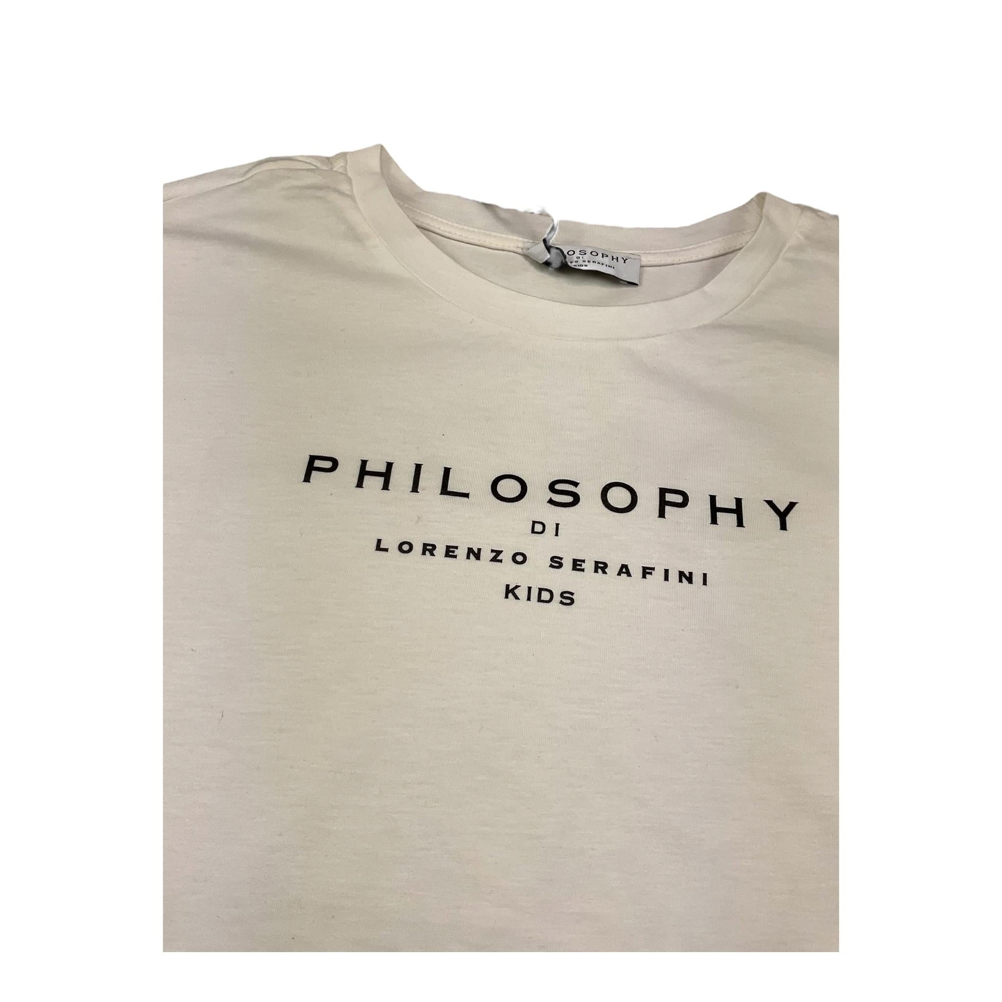 Philosophy T-Shirt Girocollo Tinta Unita con Stampa per Bambina I1E605 BIANCO PHILOSOPHY 