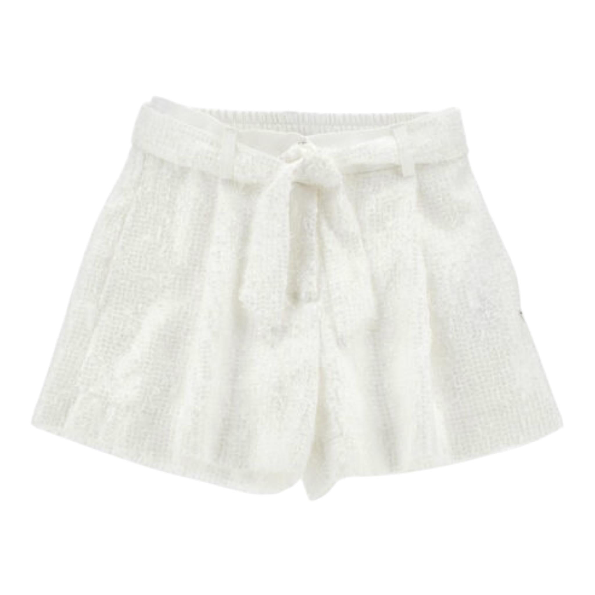 Monnalisa Short Tinta Unita con Paillettes per Bambina 71E406 BIANCO MONNALISA 